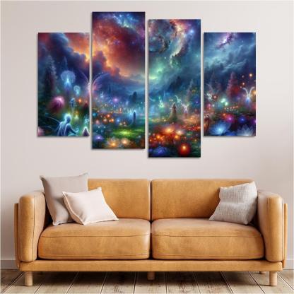 The Nebula Gardens 4 Piece HD Canvas Wall Art-Original Frame