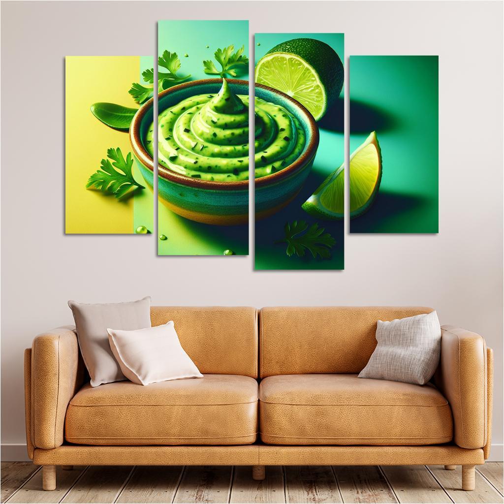 Creamy Avocado Lime Dressing 4 Piece HD Canvas Wall Art-Original Frame