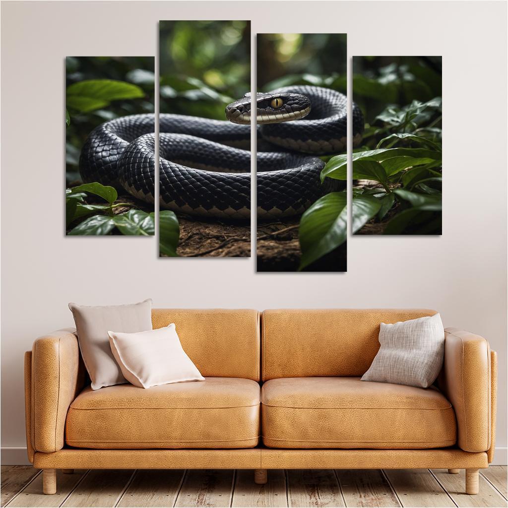 The Striking King Cobra In A Rainforest Setting Framed Paintings