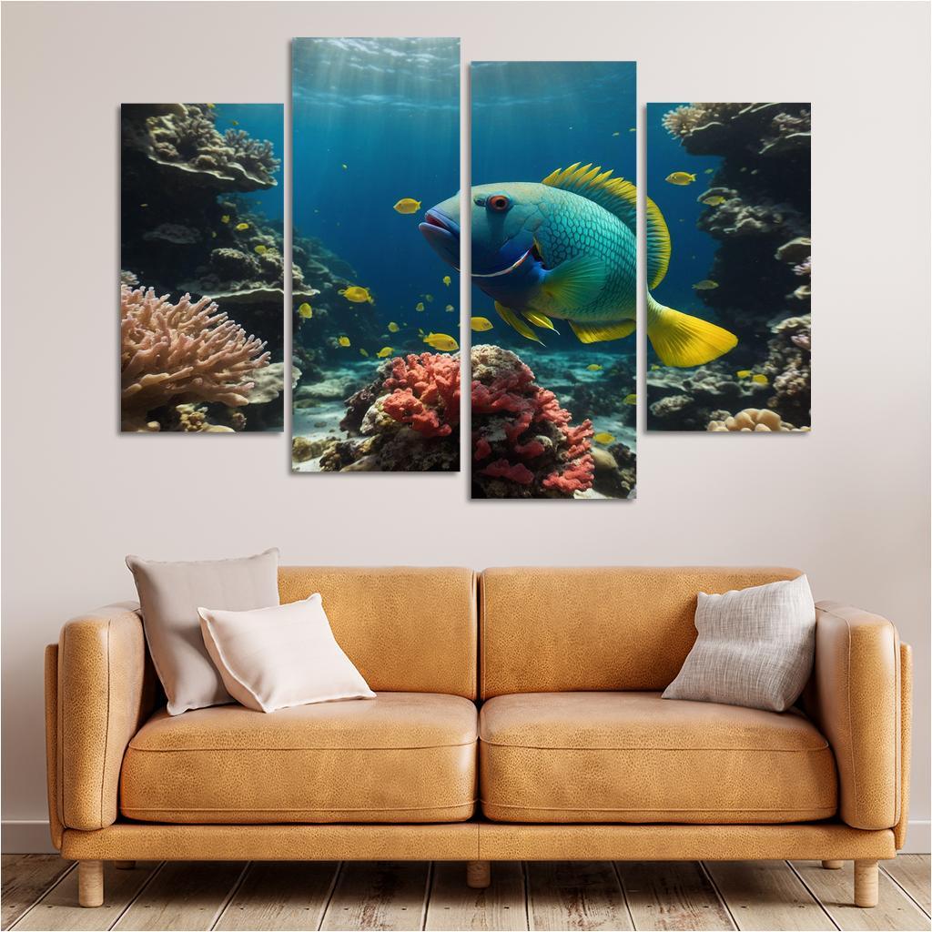 The Vibrant Parrotfish Of The Coral Reefs Canvas Paintings Frame
