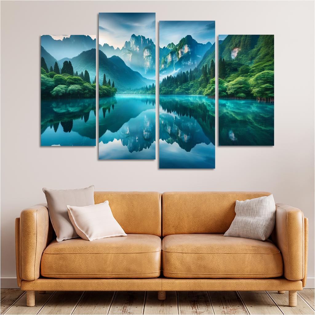 The Tranquil Embrace Of Silent Lake Custom Paintings Frame