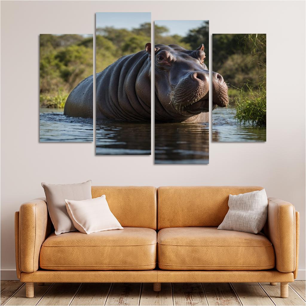 The Imposing Hippo The River Giant Custom Paintings Frame