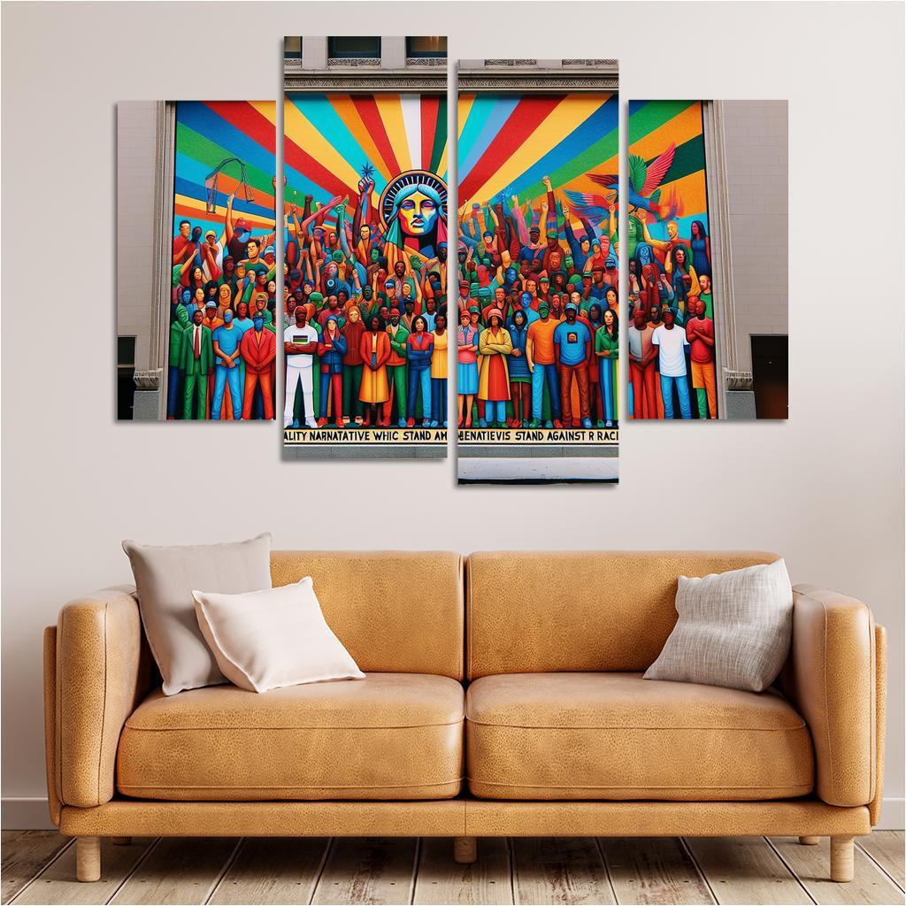 Voices in Color Art for Racial Justice 4 Piece HD Canvas Wall Art-Original Frame