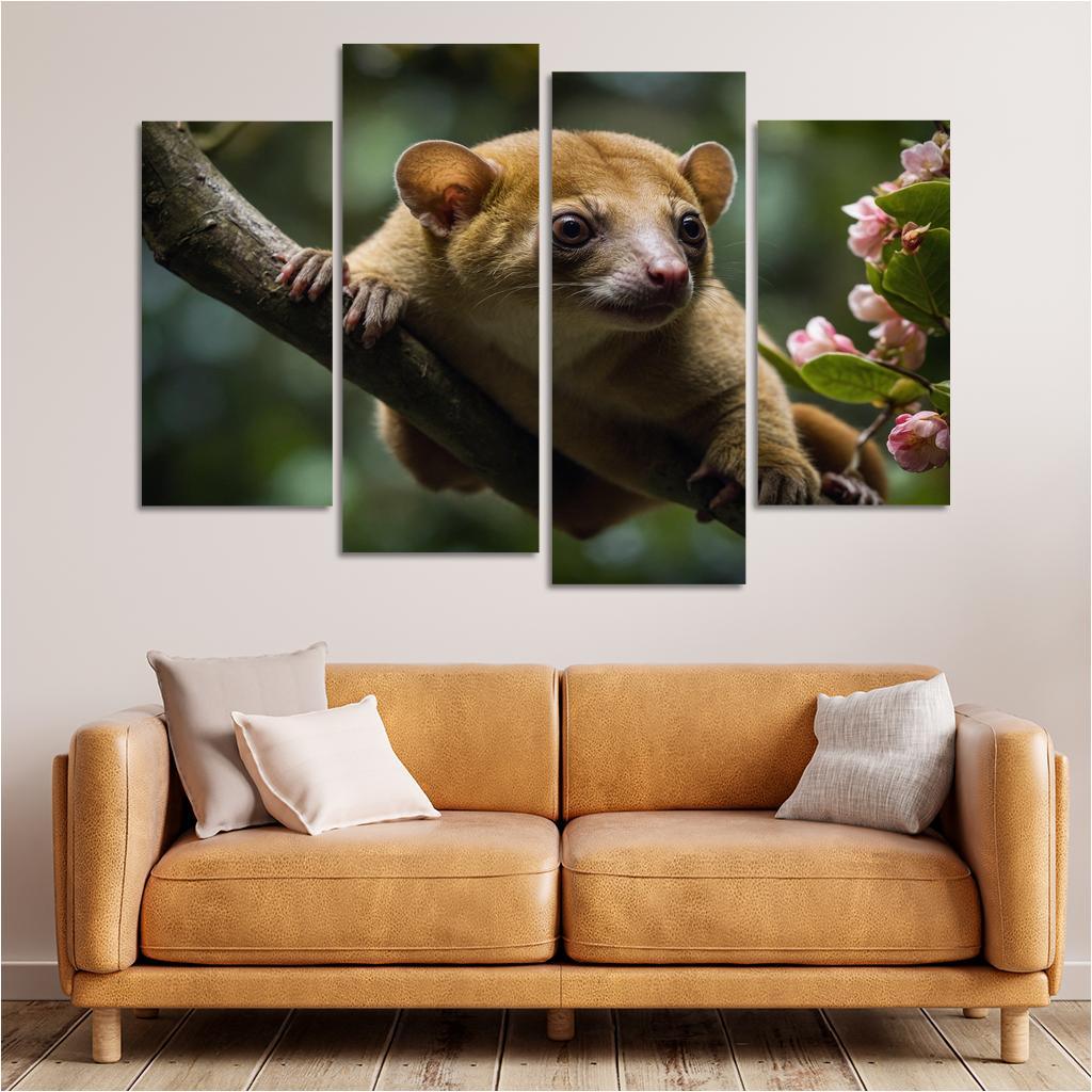 The Exotic Kinkajou In The Rainforest Canopy Framed Paintings