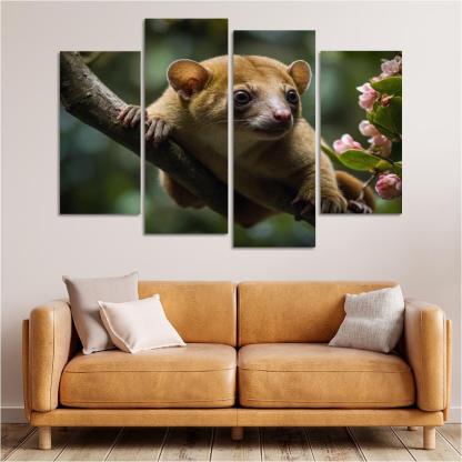 The Exotic Kinkajou In The Rainforest Canopy Framed Paintings