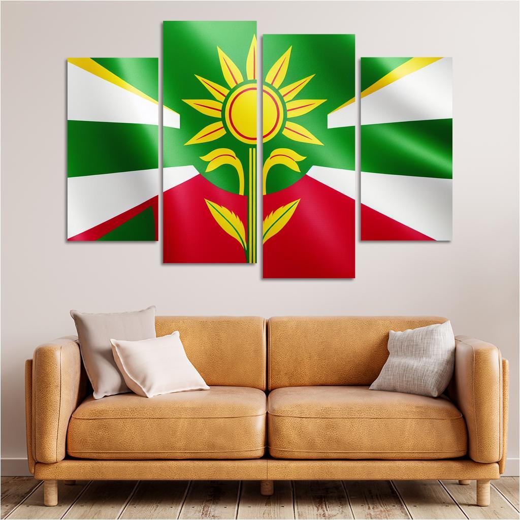 Emblem of Unity The Flag of Guyana 4 Piece HD Canvas Wall Art-Original Frame