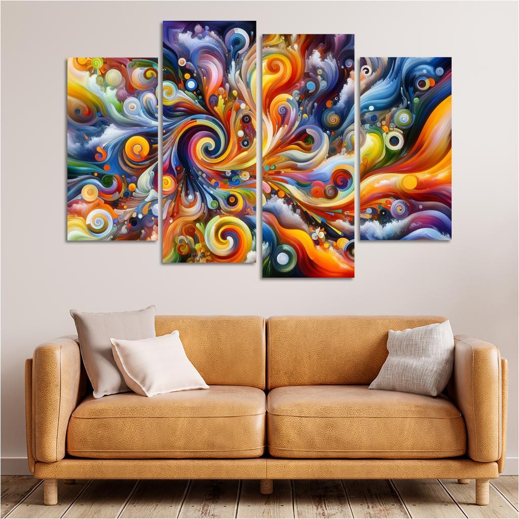 Essence of Untamed Imagination 4 Piece HD Canvas Wall Art-Original Frame