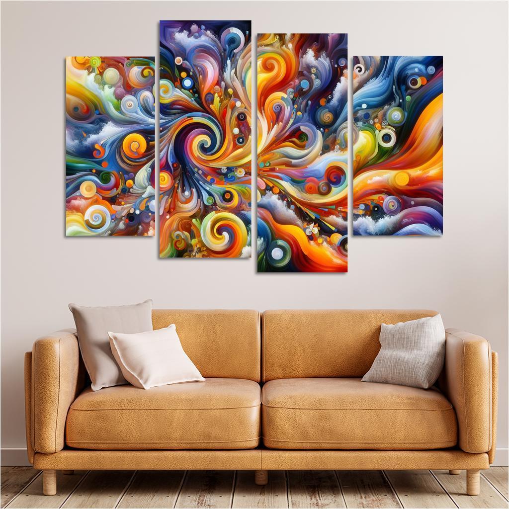 Essence of Untamed Imagination 4 Piece HD Canvas Wall Art-Original Frame