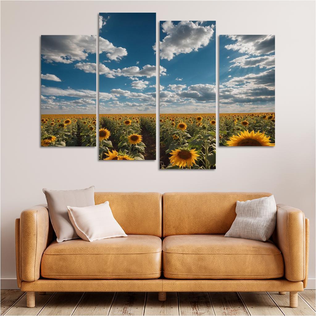 The Radiant Fields Of Golden Sunflowers Oil Paintings Frame