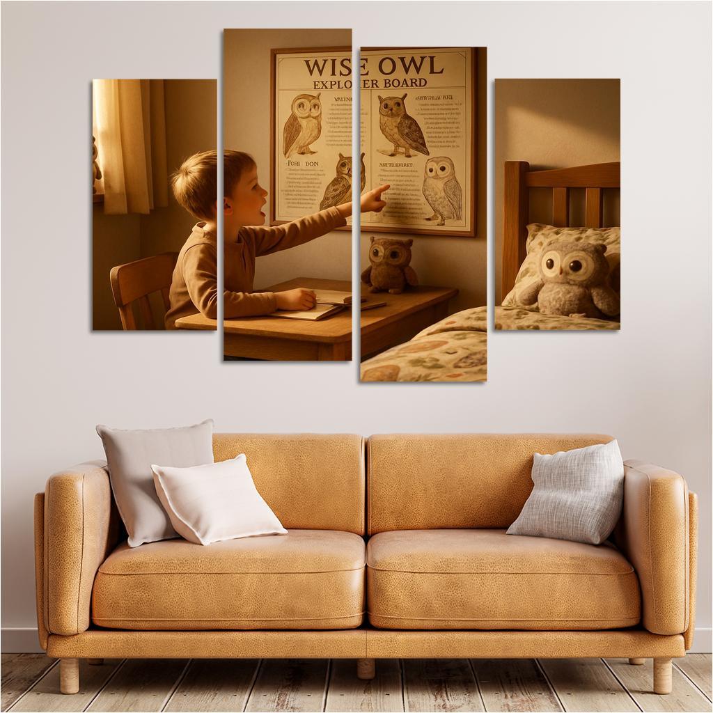 Wise Owl Explorer Board Oil Paintings Frame