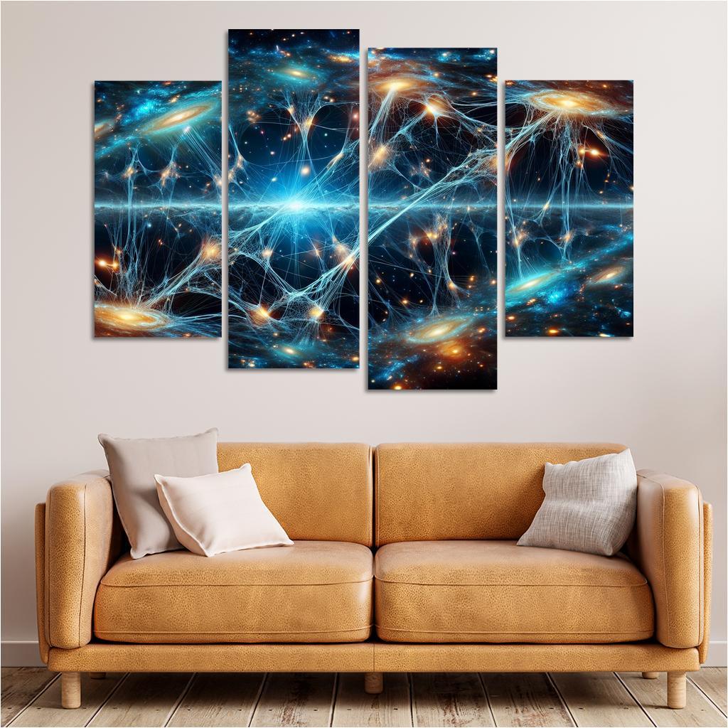 The Unveiling of the Cosmic Web 4 Piece HD Canvas Wall Art-Original Frame