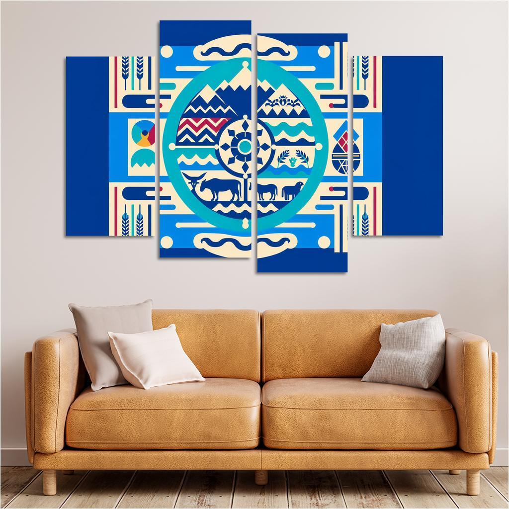 Cultural Resonance The Flag of the Navajo Nation 4 Piece HD Canvas Wall Art-Original Frame