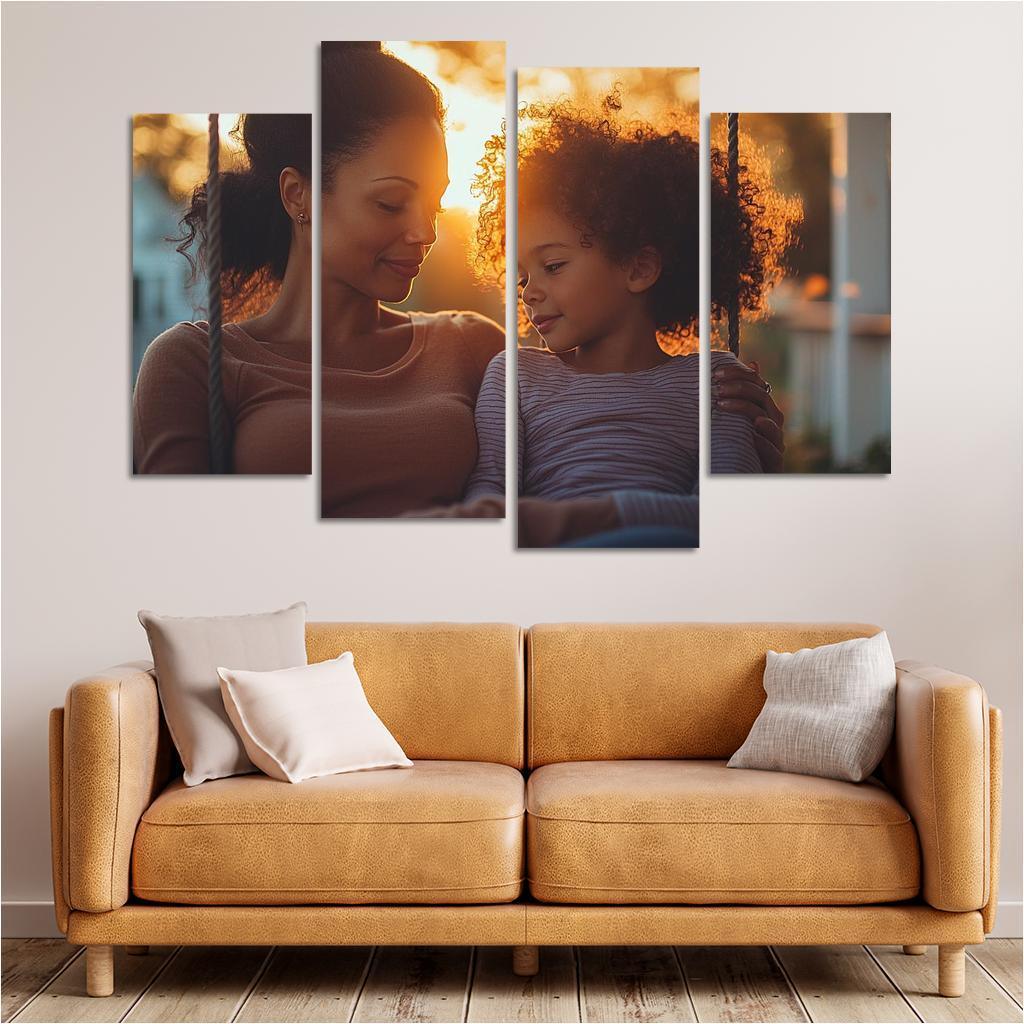 Whispers Of Love A Mother's Soft Guidance Canvas Paintings Frame