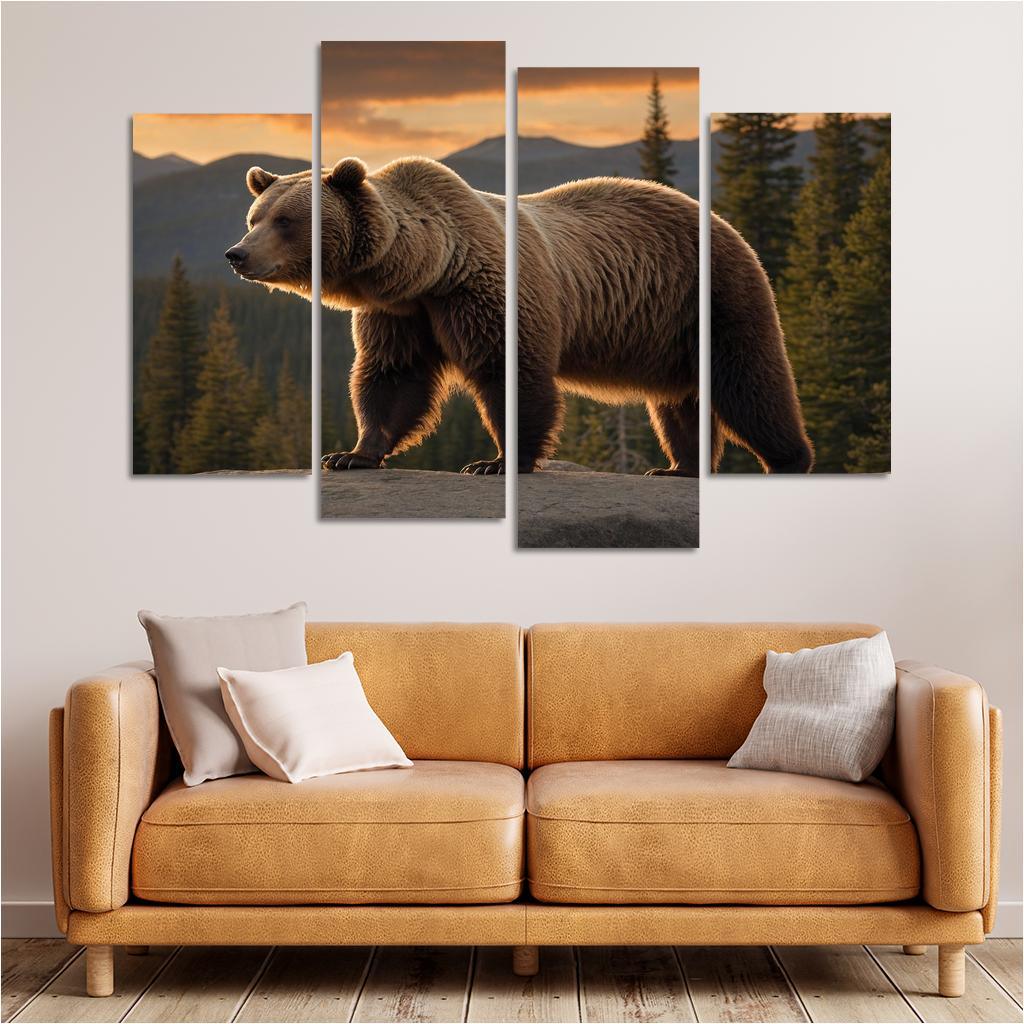 The Imposing Grizzly Bear In The Wilderness Canvas Paintings Frame