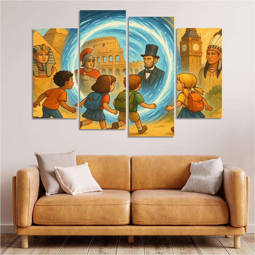 Time Travelers - History Adventure Framed Paintings
