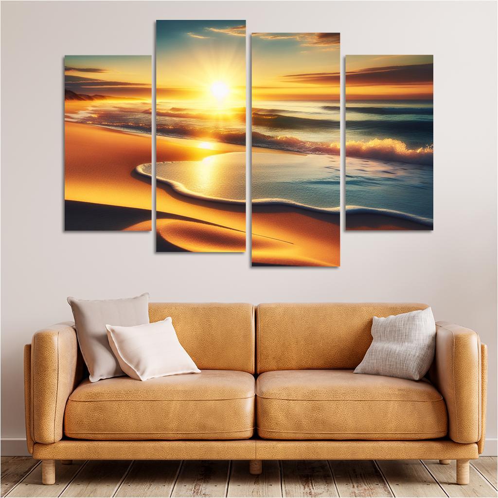 Golden Horizon Sunrise Spectacle Custom Paintings Frame
