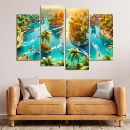 Adventure Lagoon Watersports Paradise Canvas Paintings Frame
