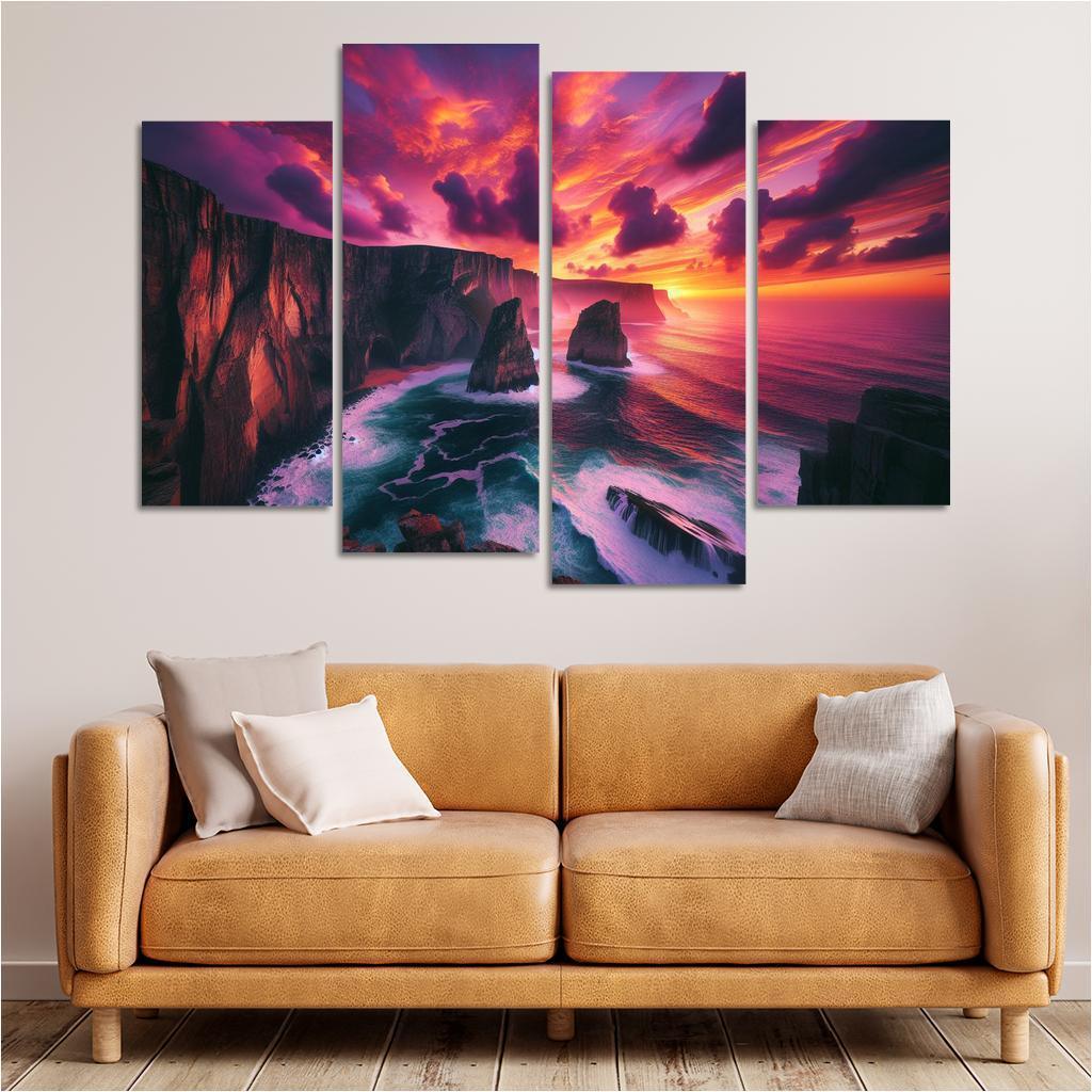 Sunset Cliffs Dramatic Coastal Views Oil Paintings Frame