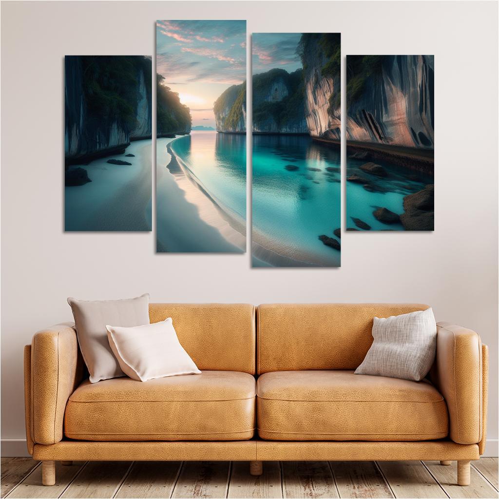 Silver Beach Escape Modern Paintings Frame
