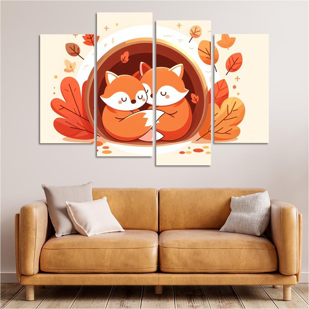 Friendly Foxes - Cozy Companions Framed Paintings