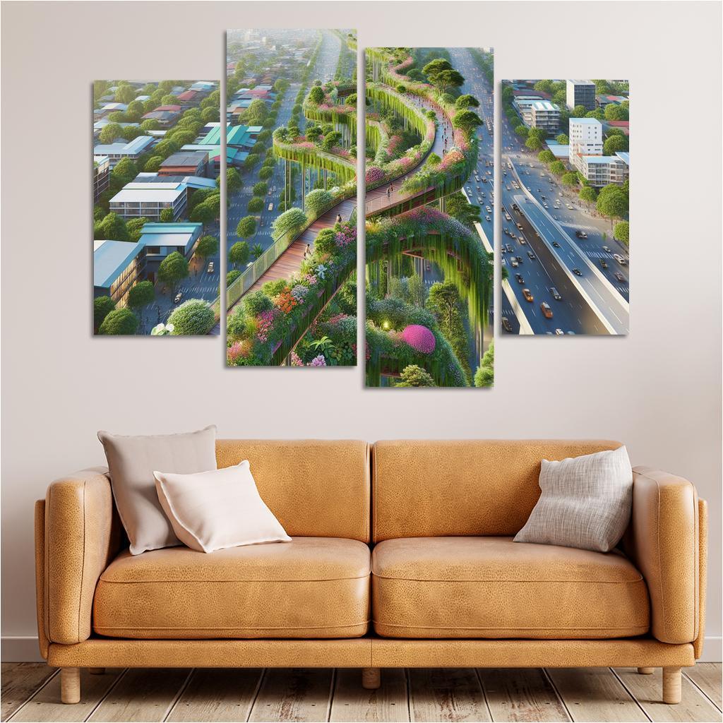 Elevated Green Walkways Custom Paintings Frame