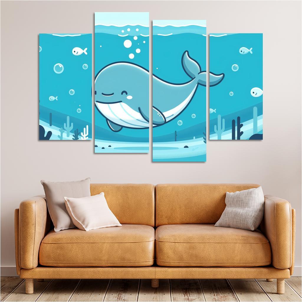 Friendly Whale Modern Paintings Frame