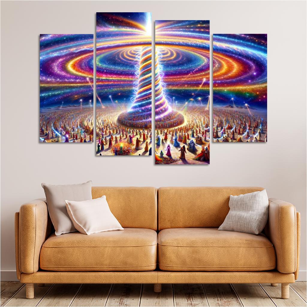 The Aetheric Spiral 4 Piece HD Canvas Wall Art-Original Frame