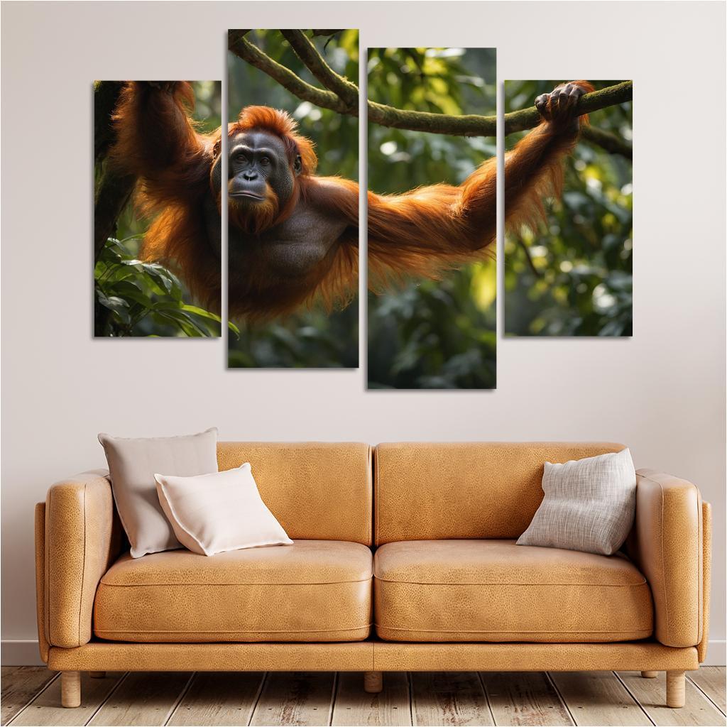 The Striking Bornean Orangutan The Gentle Giant Of The Jungle Modern Paintings Frame