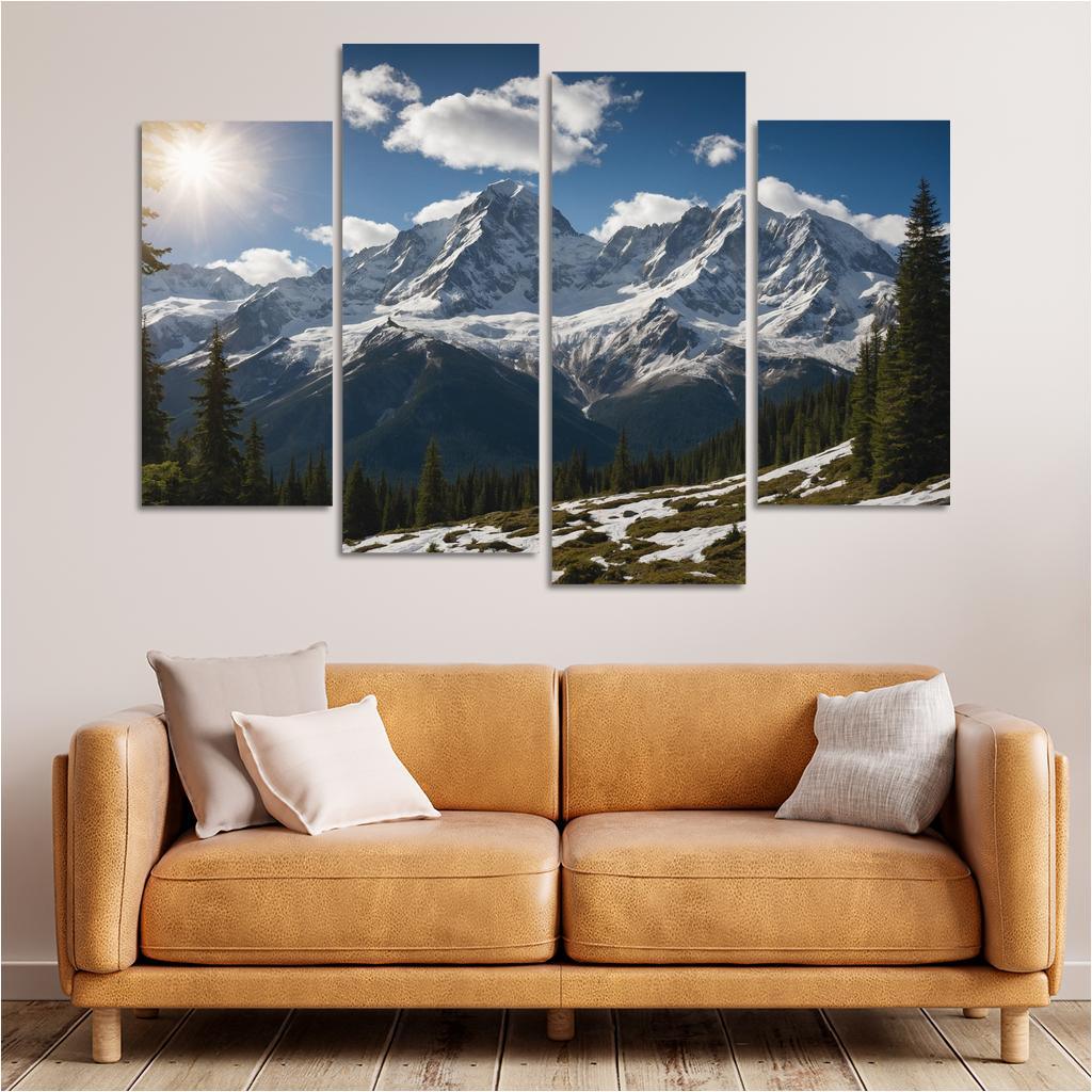 The Grandeur Of Snow-capped Peaks Oil Paintings Frame