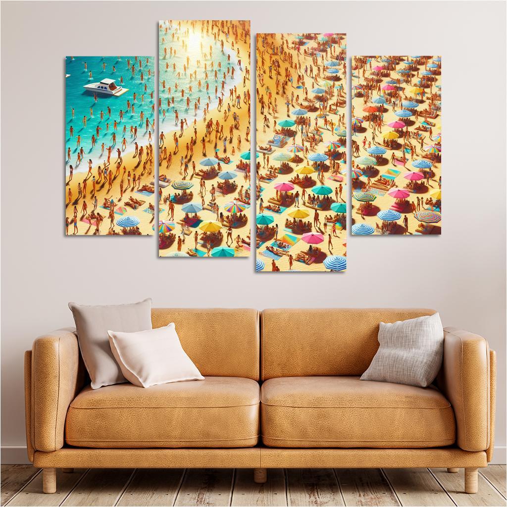 Sunny Isle Vibrant Beach Party Hub Premium Artwork Frames
