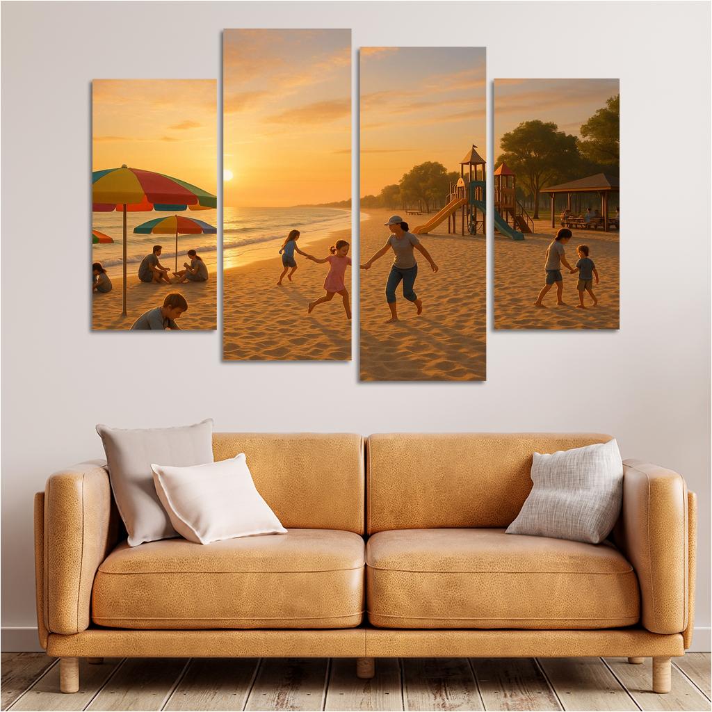 Sunrise Beach Calm And Family Friendly Custom Paintings Frame