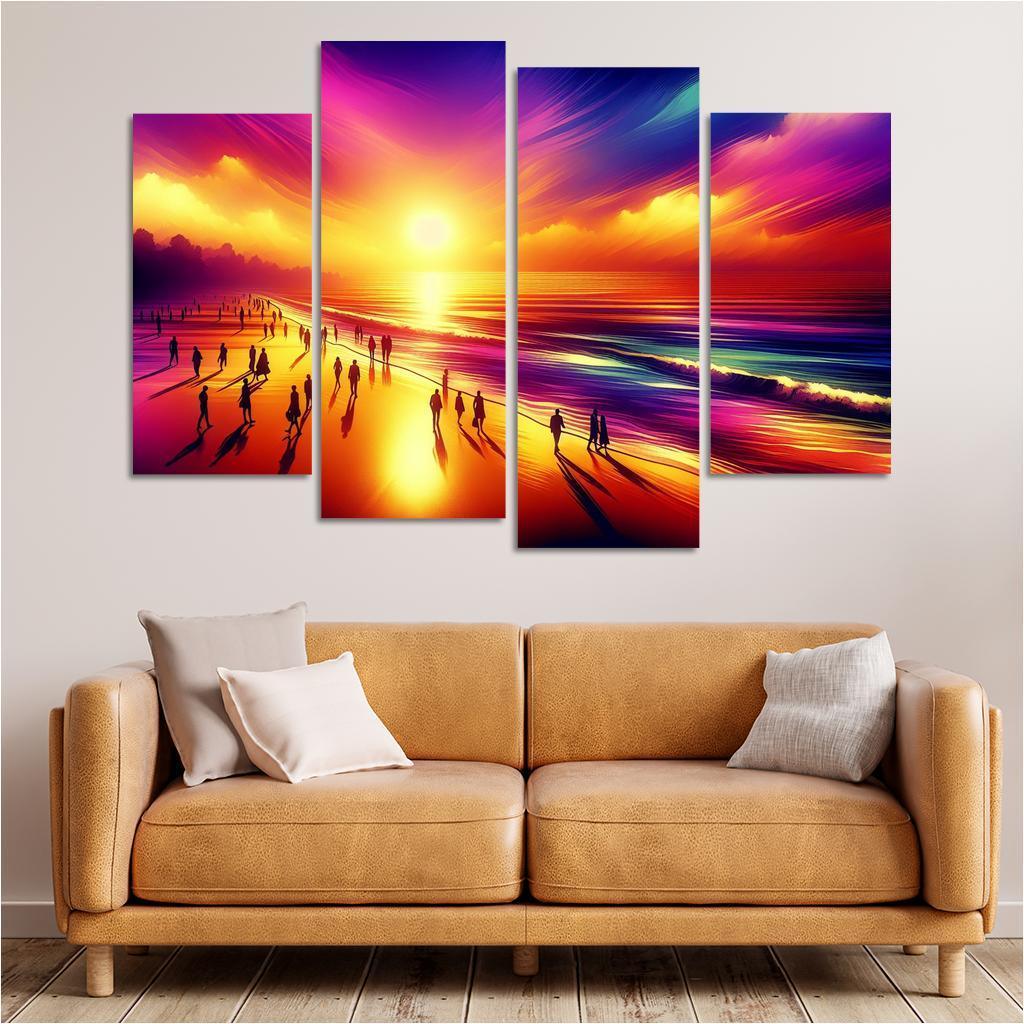 Shimmering Sands Sunset Beachwalks Abstract Paintings Frame