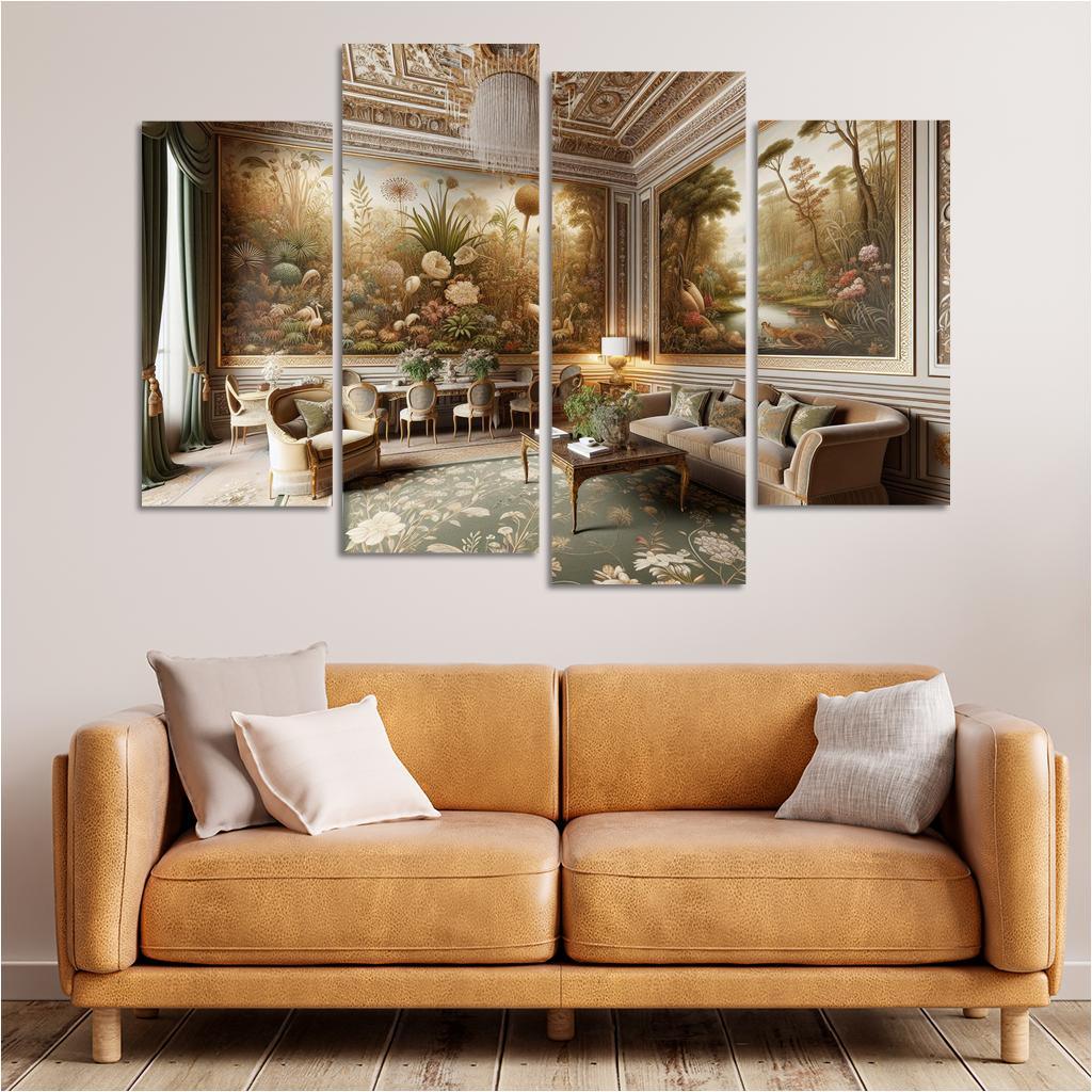 Vintage-Style Framed Botanical Prints 4 Piece HD Canvas Wall Art-Original Frame