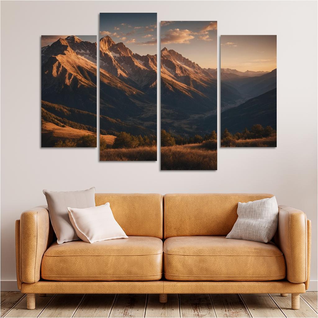 The Soft Glow Of Evening Mountain Shadows Oil Paintings Frame