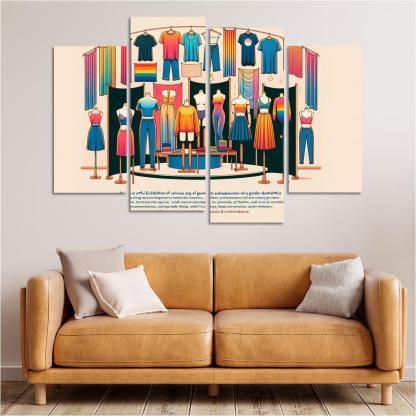 Threads of Identity Navigating Gender and Expression 4 Piece HD Canvas Wall Art-Original Frame
