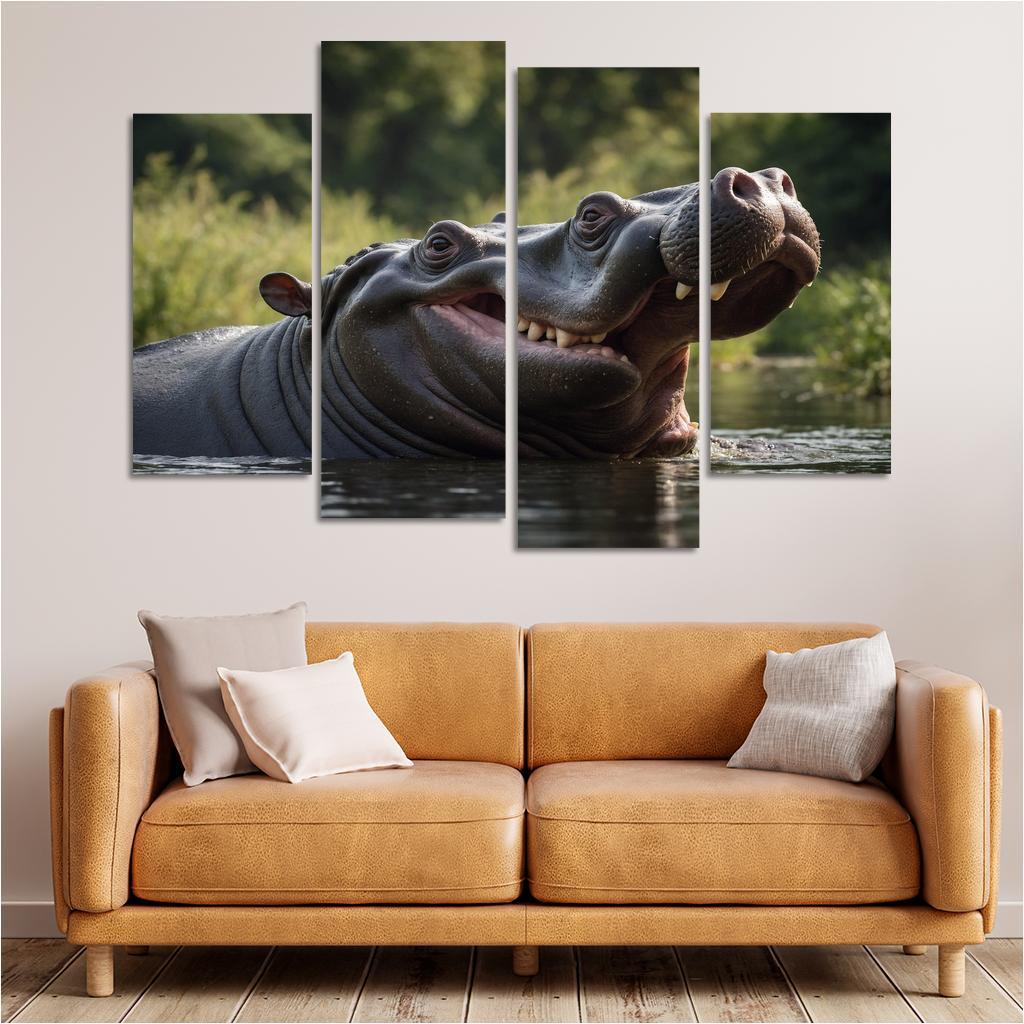 The Imposing Hippopotamus The River Giant Framed Paintings