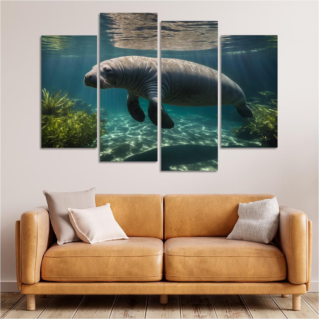 The Mysterious Manatee Gentle Giant Of The Waters Modern Paintings Frame