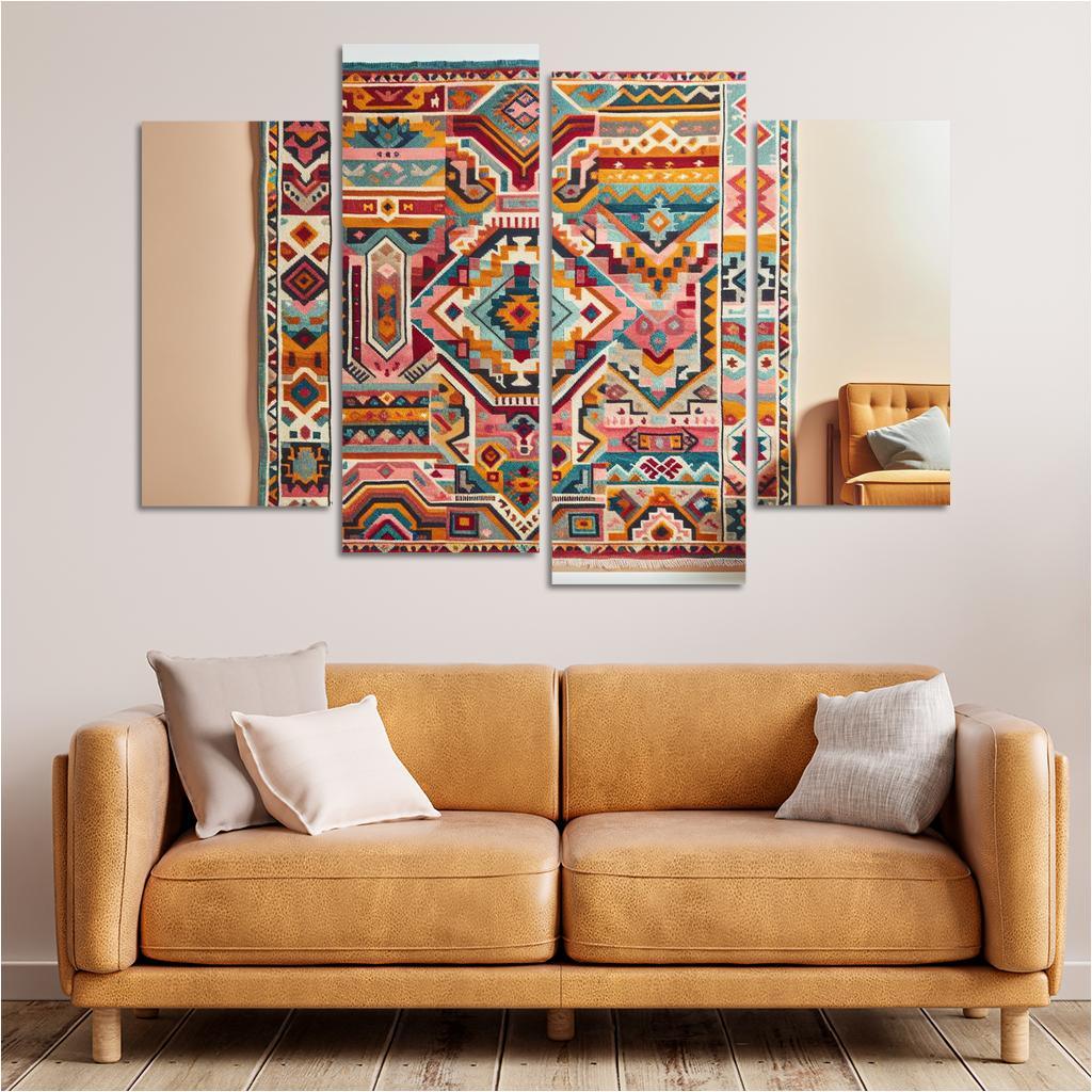 Bespoke Kilim Area Rug 4 Piece HD Canvas Wall Art-Original Frame