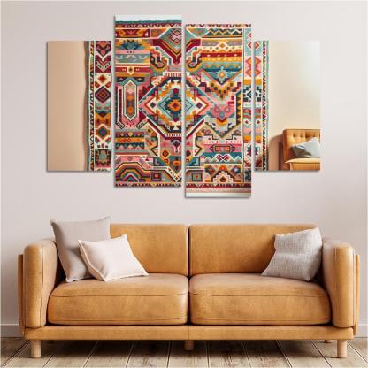 Bespoke Kilim Area Rug 4 Piece HD Canvas Wall Art-Original Frame