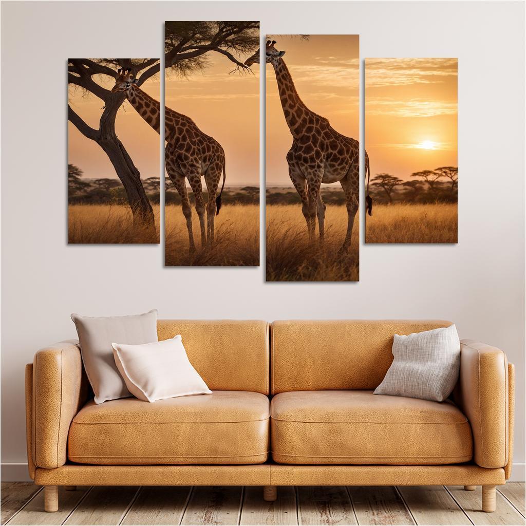 The Elegant Giraffe Towering Wonder Of The Savannah Modern Paintings Frame
