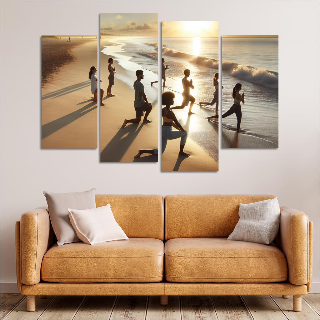Tranquil Waters Yoga Beach Retreat Multi-panel Paintings