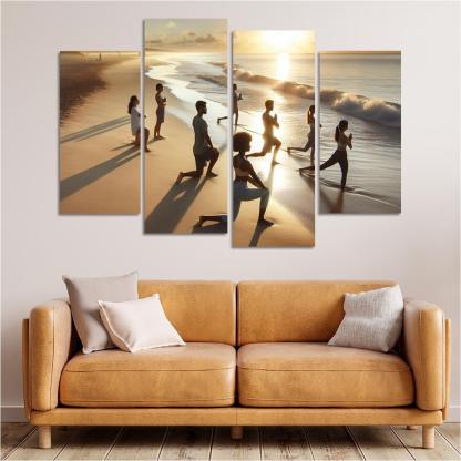 Tranquil Waters Yoga Beach Retreat Multi-panel Paintings