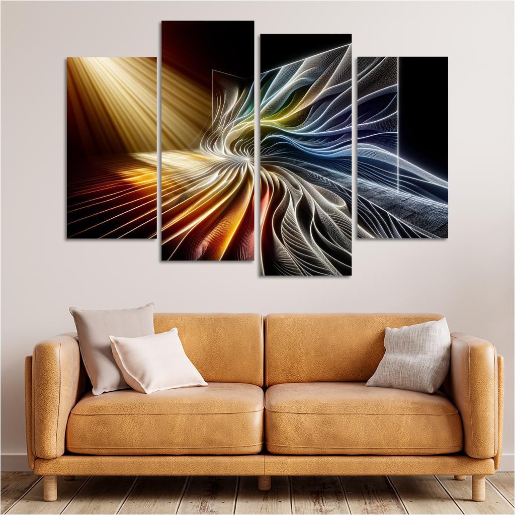 Choreography of Light and Shadow 4 Piece HD Canvas Wall Art-Original Frame