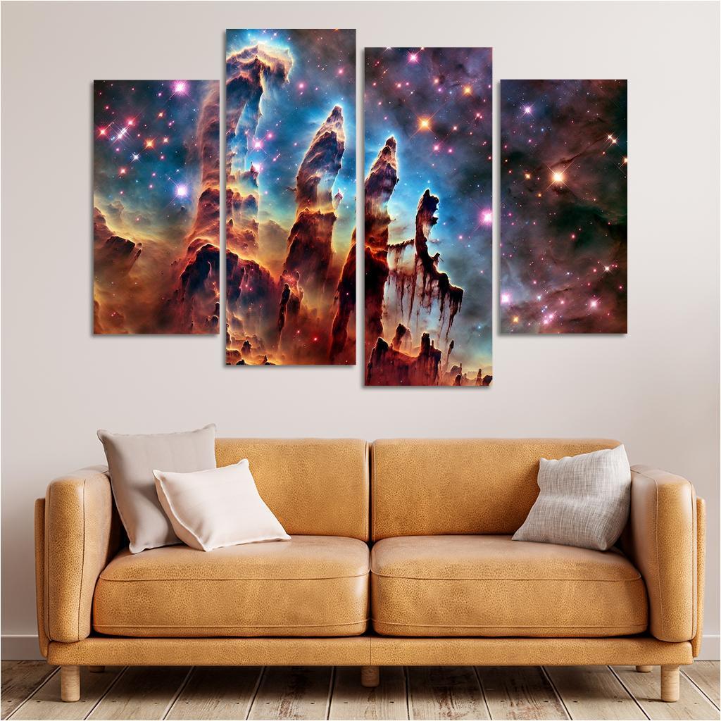 The Majestic Pillars of Creation 4 Piece HD Canvas Wall Art-Original Frame