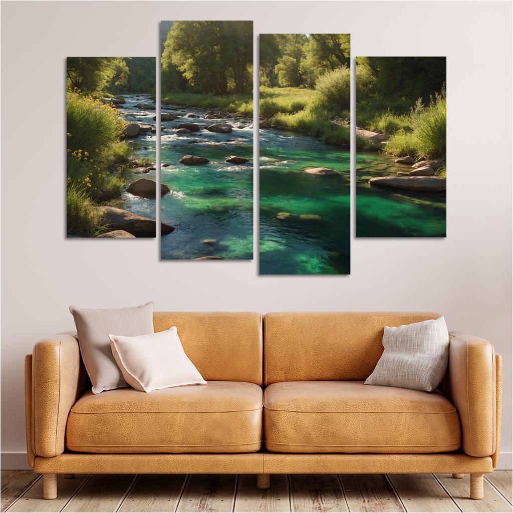 The Harmonious Flow Of Emerald Rivers Oil Paintings Frame