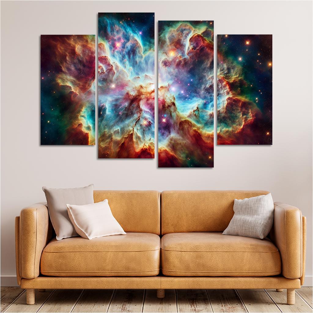 The Ethereal Beauty of Nebulae 4 Piece HD Canvas Wall Art-Original Frame