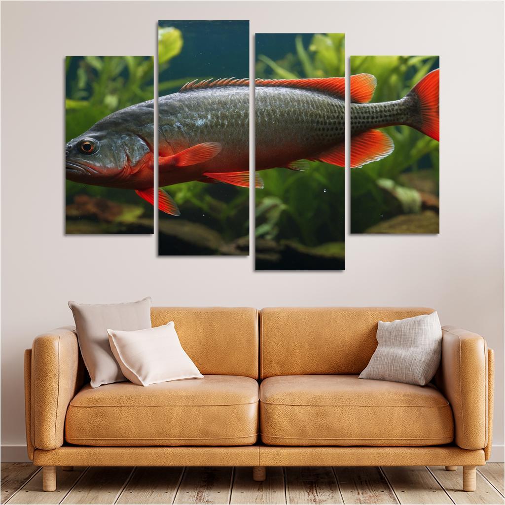 The Endearing Red-bellied Piranha In Freshwater Framed Paintings