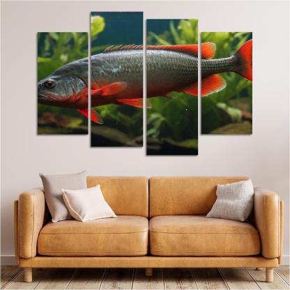 The Endearing Red-bellied Piranha In Freshwater Framed Paintings
