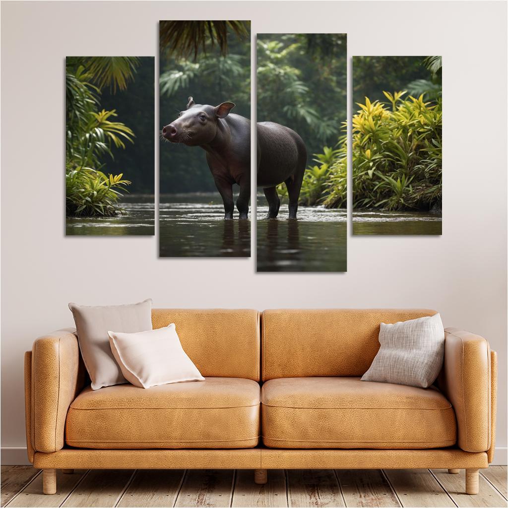 The Playful Baird's Tapir In The Rainforest Framed Paintings