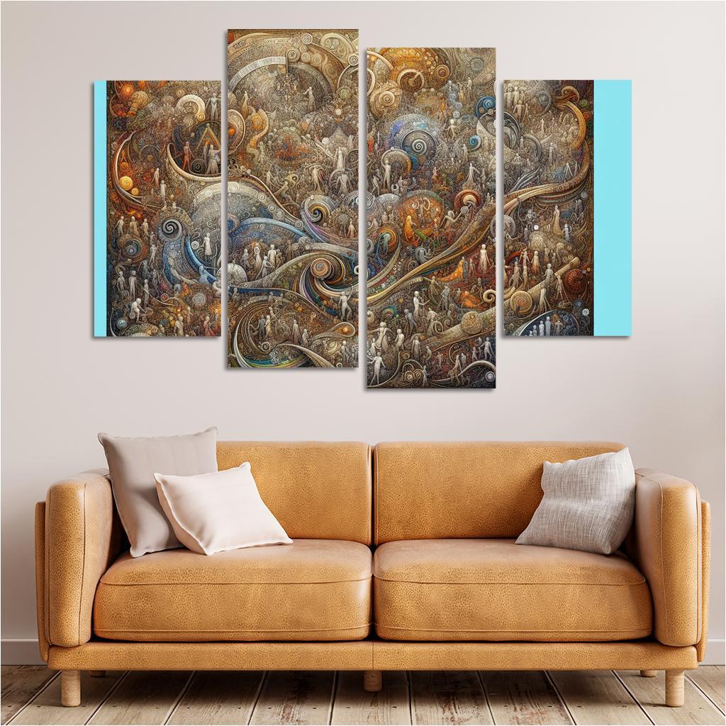 Interwoven Stories of Existence 4 Piece HD Canvas Wall Art-Original Frame